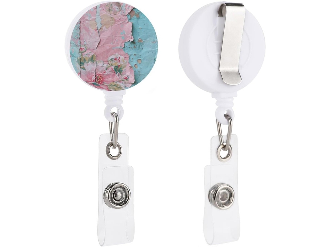 Clip Retrátil Crachá, Estilo Retro Fofo Com Colagem, Clip de Identificação Impresso, Clip Crachá
