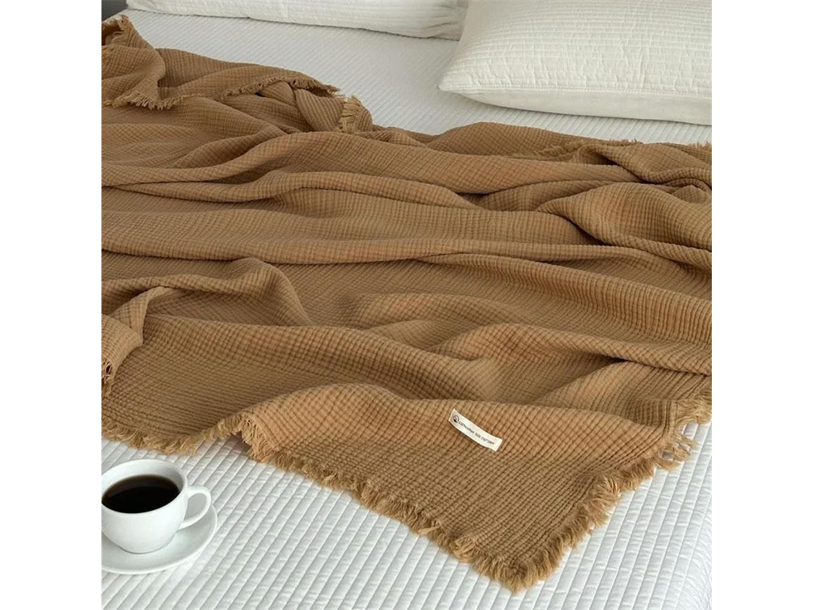 1 Manta de Sofá 100% Algodão Roupa Cama com Franjas Xale Cor Sólida Macia e Agradável Ao Toque Estampa Arraia,