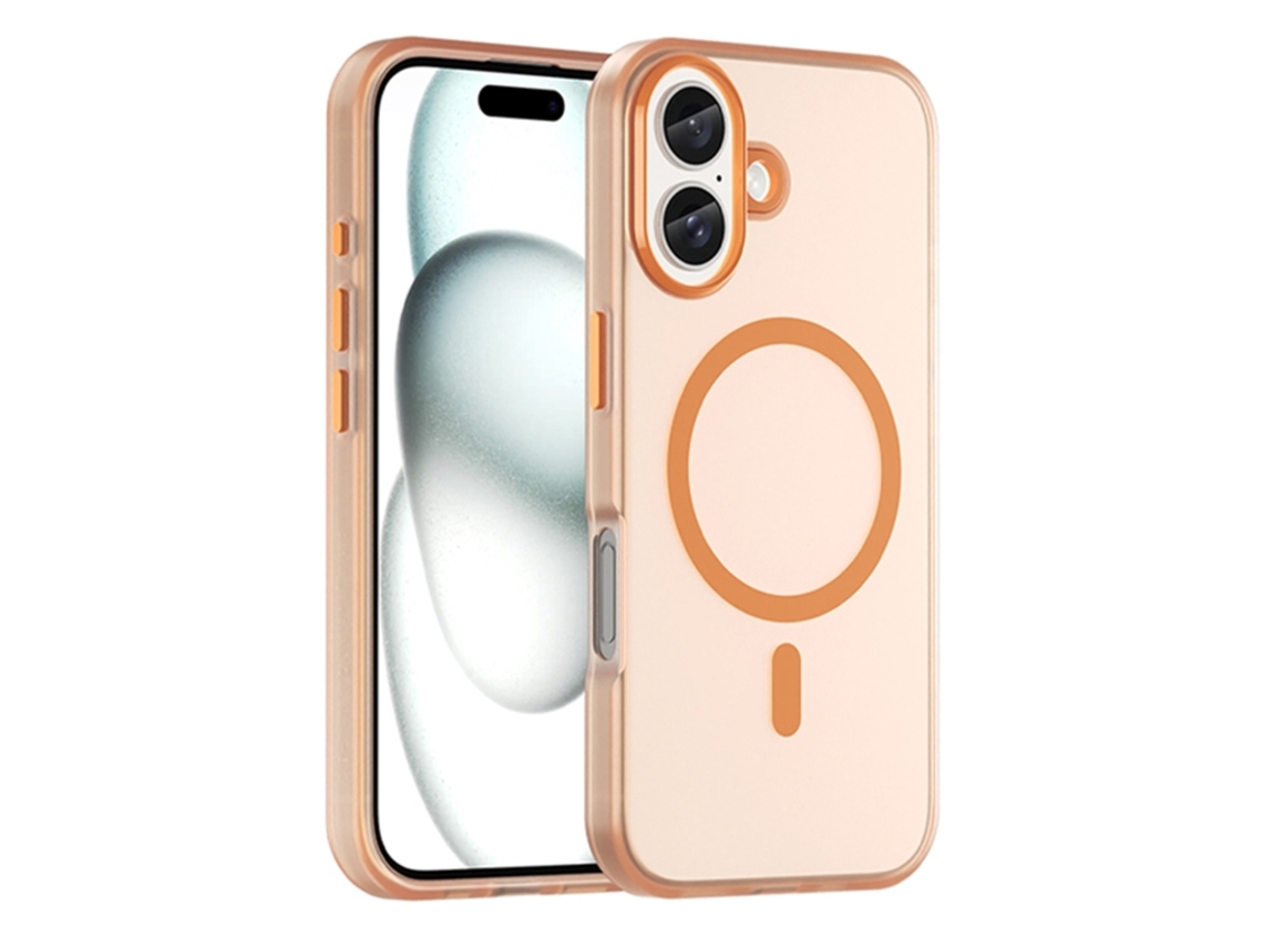 Capa Híbrida Translúcida Para Iphone 16 - Tpu E Pc Com Magsafe | Fosca - Laranja
