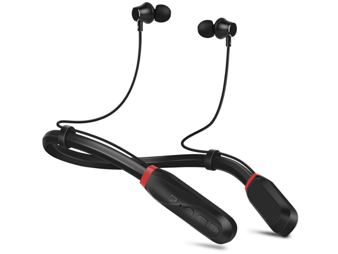 Fones Bluetooth 120h Reprodução JIAPEI com Microfone, Estéreo, Intra auricular, Faixa Pescoço, Para Treino, À Prova D'água, Preto