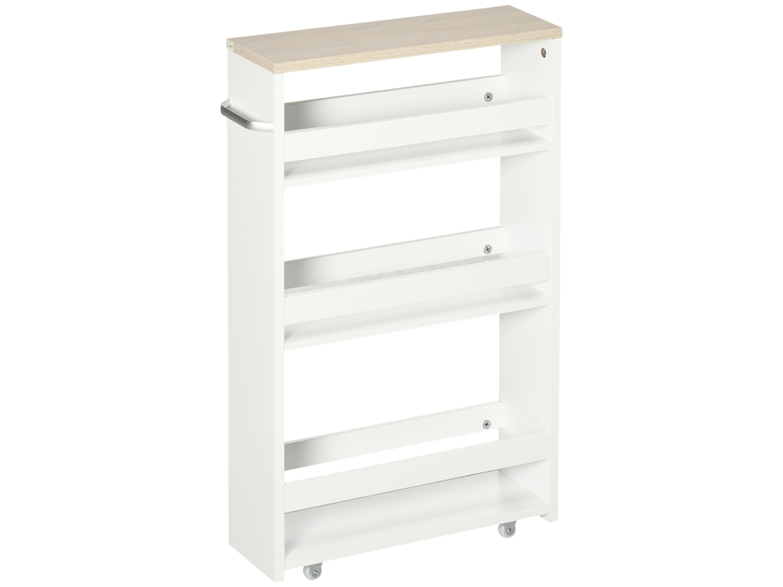 Armário de Banheiro com 3 Prateleiras e Rodízios para Espaços Estreitos, 50x13x67,5 Cm, Branco ORBITRA COMMERCE