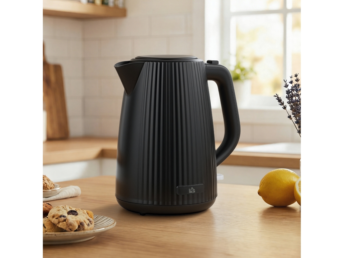 Elektrischer Wasserkocher, 1,7l, Schnellkochfunktion, 2200w, Mit Herausnehmbarem Kalkfilter, Abschaltautomatik, Schwarz
