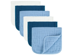 Paninhos de Musselina 100% algodão, 25x50 cm, branco e azul YUNZII