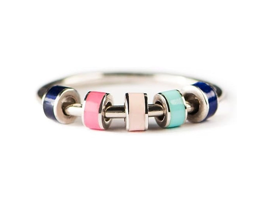 2026 anillo Antiestrés para Mujer, Anillo Anti estrés para Niñas, Anillo Giratorio, Anillos de Esmalte Plateado, Regalos para Mujeres Talla 8