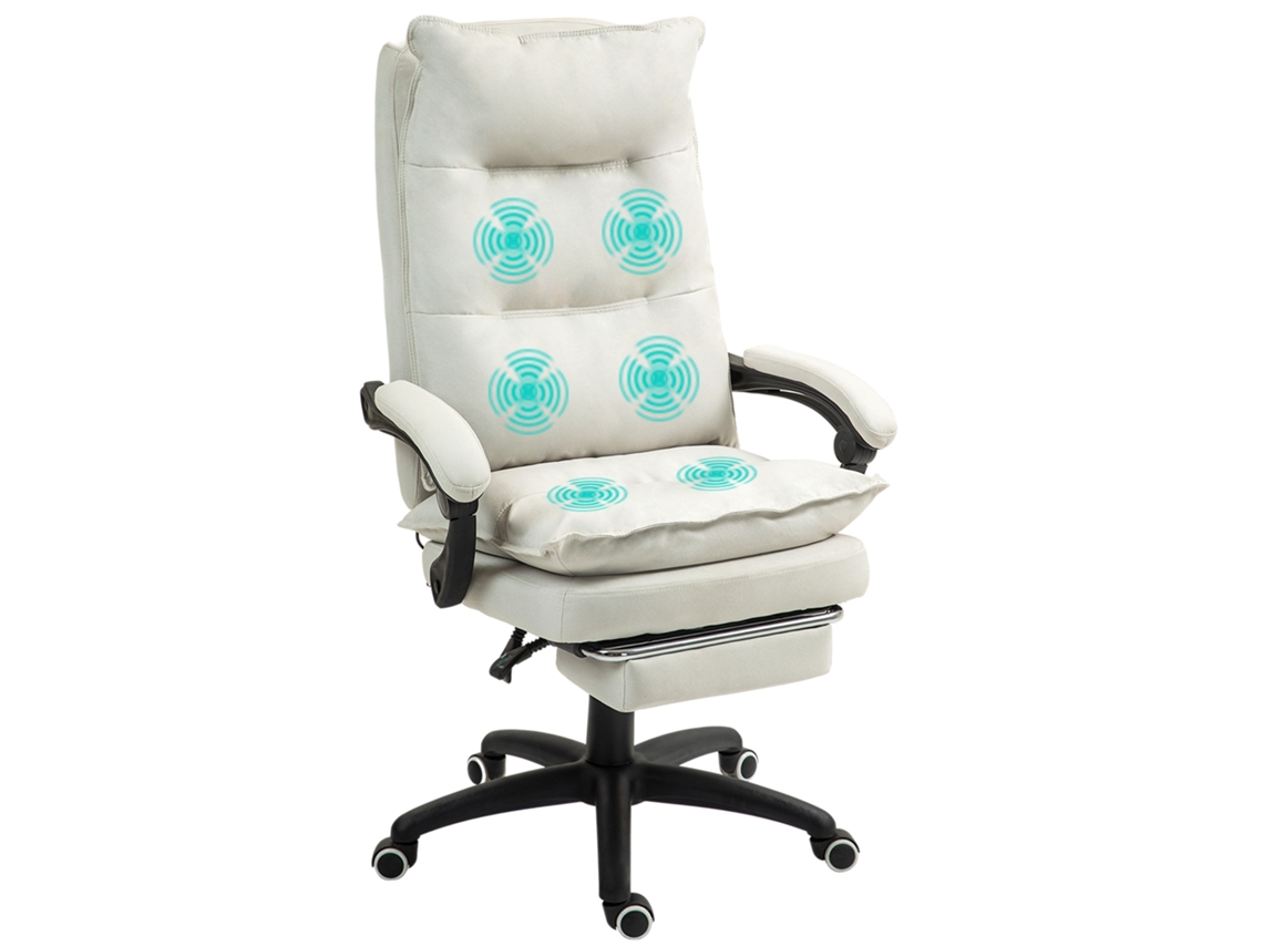 Cadeira De Escritório Massageadora, Cadeira De Mesa Com Função De Massagem, Cadeira Giratória Ergonómica Ajustável Em Altura, Nylon, Creme