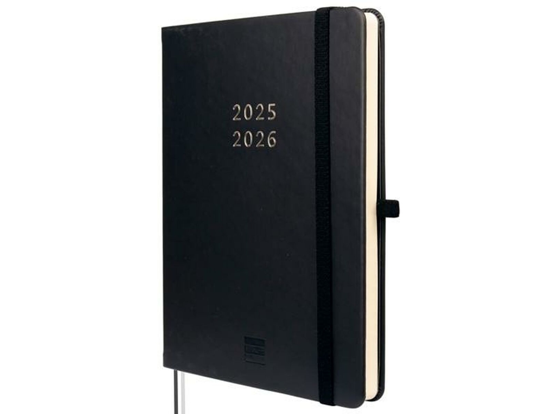 Agenda minimalista preta Finocam A5 14 x 19 cm 2025-2026