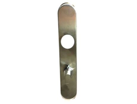Maçaneta de Porta em Aço Inox Sistema Importação Eha72258 Par de Placas Blindomax para Montagem em Bico de Cana com Trava-944 INOX IMPORT SYSTEM