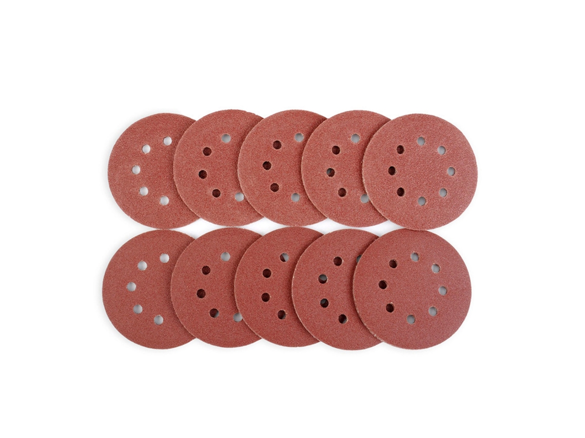 100 discos de lixa flocada, 12,7 cm (5 polegadas) com 8 furos, grãos 60-150 para móveis e automóveis, 20 unidades de cada tipo.