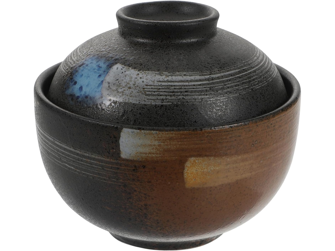 Tigela De Sopa De Cerâmica Com Tampa, Estilo Japonês Vintage, Recipiente Em Formato De Abóbora Para Cozinhar E Servir Tigela De Sopa De Gokoco