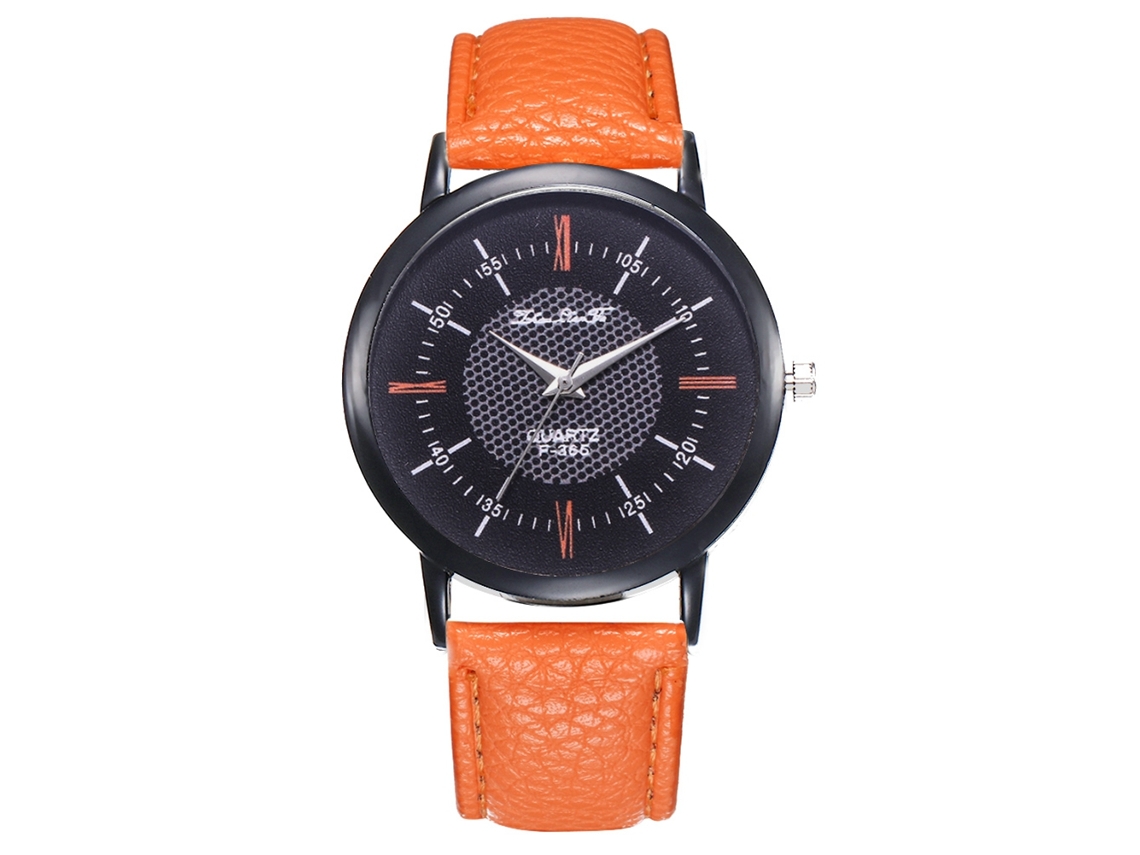 Reloj Analógico Unisex Pareja Cuero Pu Pulsera Quartzo Naranja