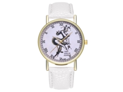 Reloj De Pulsera Unisex De Cuero Pu Con Patrón De Payaso Moda Zhoulianfa Blanco