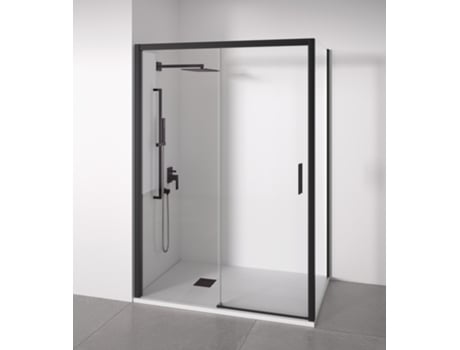 Paroi De Duche Angular 1 Deslizante 2 Fixos Vidro Anticalcário 6mm Preto Largura Adaptável 170 175x77 80 Porta Direita Bellobath