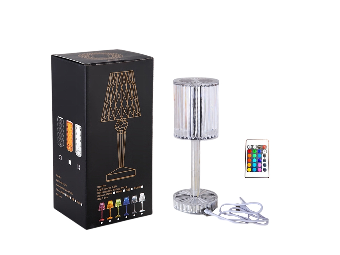 Rebe-lâmpada De Mesa De Cristal Com Controle Táctil Recarregável 16 Cores Rgb Para Quarto E Sala De Estar