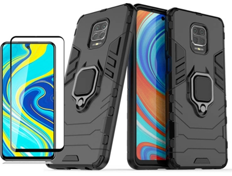Kit Capa e Película de Vidro Temperado Xiaomi Redmi Note 9 Pro Military  Defender 3x1 Anti-Impacto Preto | Worten.pt