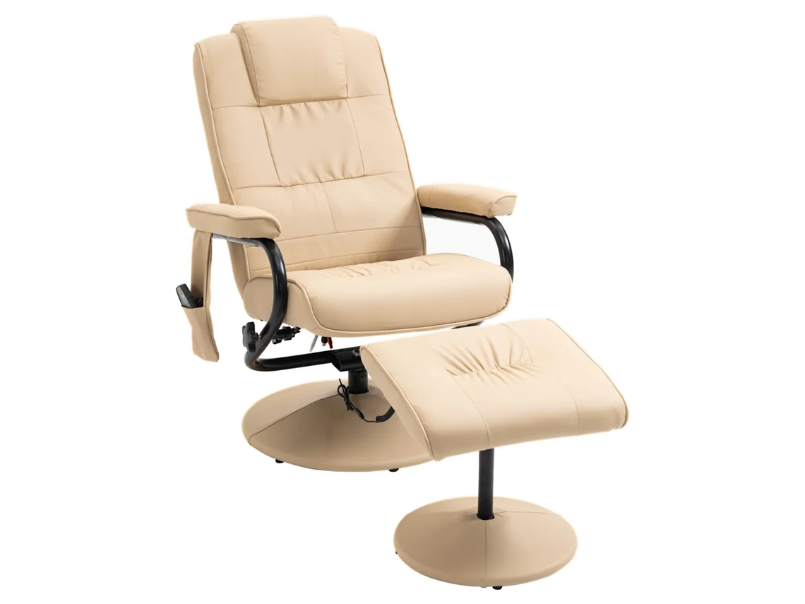 Poltrona de Massagem Elétrica Pu e Aço Cor Bege 77x84x95 cm Homcom