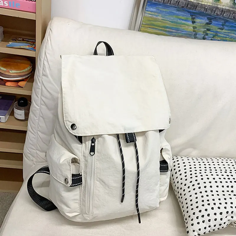 (9155-branco) Mochila Feminina Casual, Mochila Escolar Leve Para Meninas, Mochila Impermeável Para Viagens