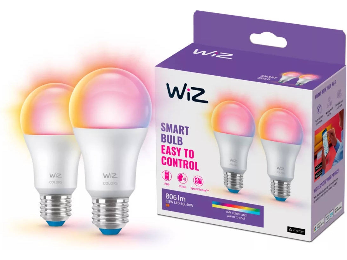 Lâmpada E27 Signify WIZ 60W A60 RGB X2