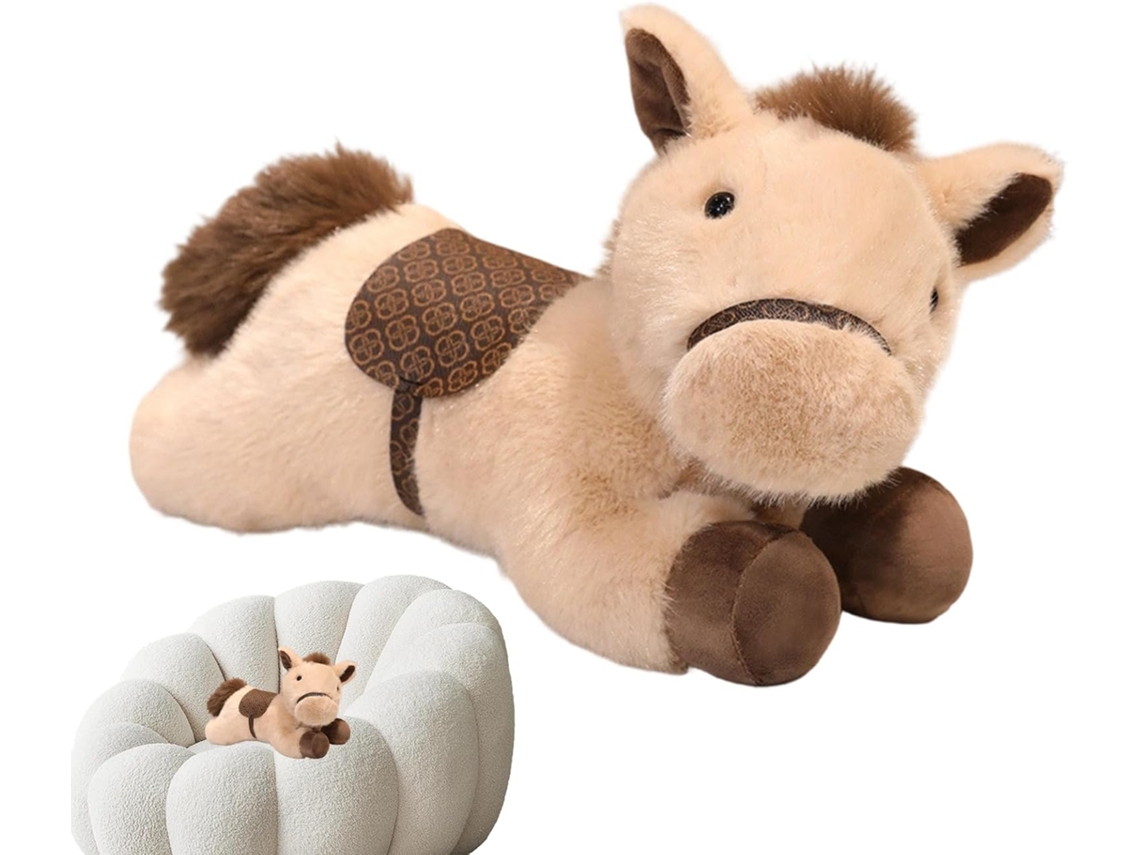 Cavalo De Pelúcia 30 Cm, Adorável Boneco Colecionável Deitado.