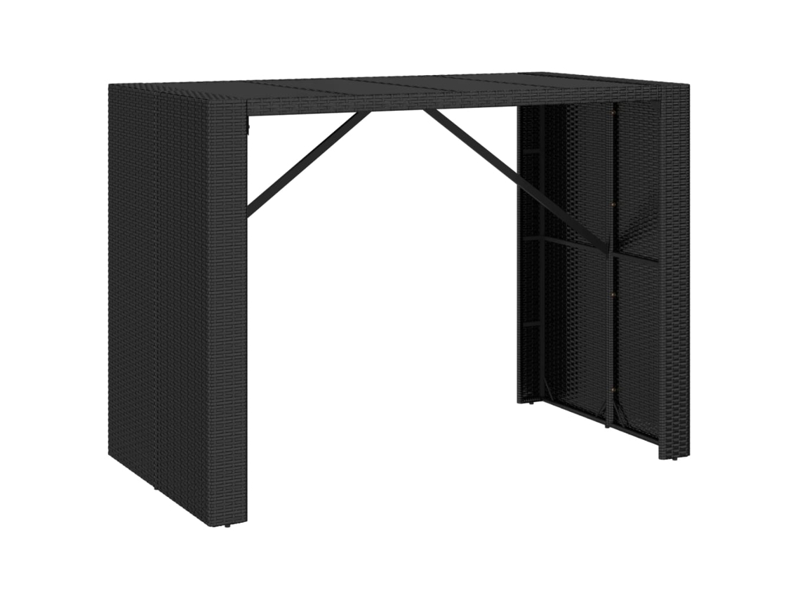 Mesa de bar com tampo de vidro em Vime Pe Preto MAISON EXCLUSIVE (145x80x110 cm)