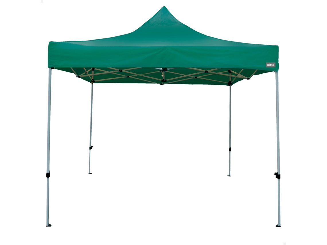 Guarda-sol Plegável Para Exteriores Aktive 3x3cm Verde, Regulável Em Altura 3,20/2,20cm, Proteção Uv E À Prova D'água.
