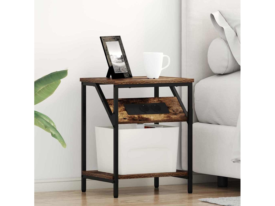 Vidaxl Armário De Cabeceira 2 Pcs Carvalho Defumado 38 X 30 X 48 Cm