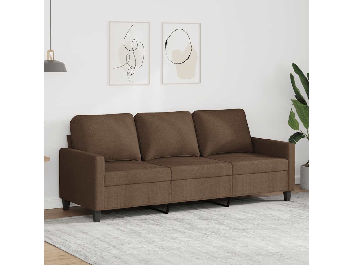 Vidaxl Sofá De 3 Lugares Tecido 180 Cm Castanho