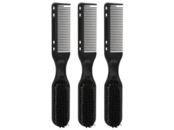 2026 3 Peças de Pente de Barba e Bigode de Cabeça Dupla com Cerdas Suaves e Duras e Cabo Curvo Ergonômico