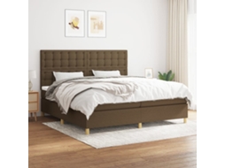 Vidaxl Cama Com Molas/colchão 200x200 Cm Tecido Castanho-escuro