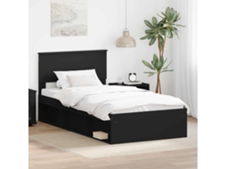 Vidaxl Estrutura Da Cama Preto 100 X 200 Cm Madeira De Pinheiro Sólida