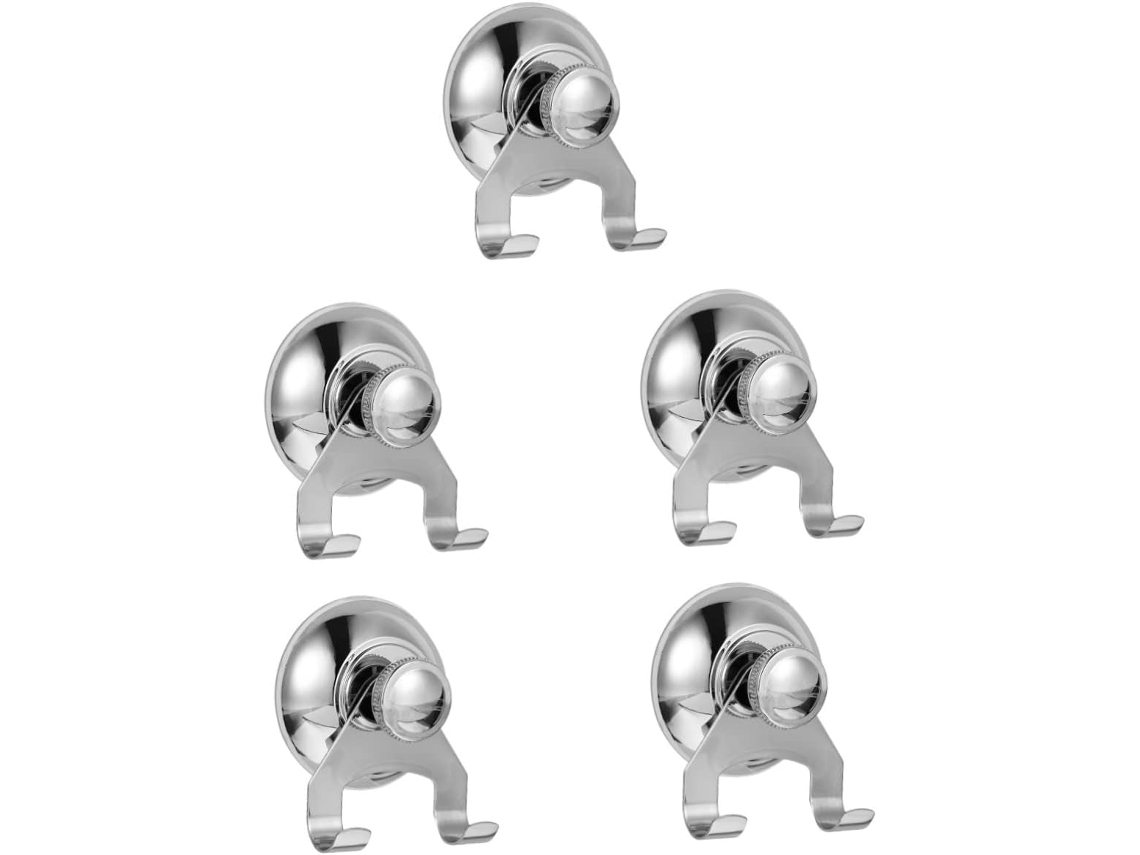 Conjunto De 5 Ganchos Metal Com Ventosa Para Roupas, Toalhas E