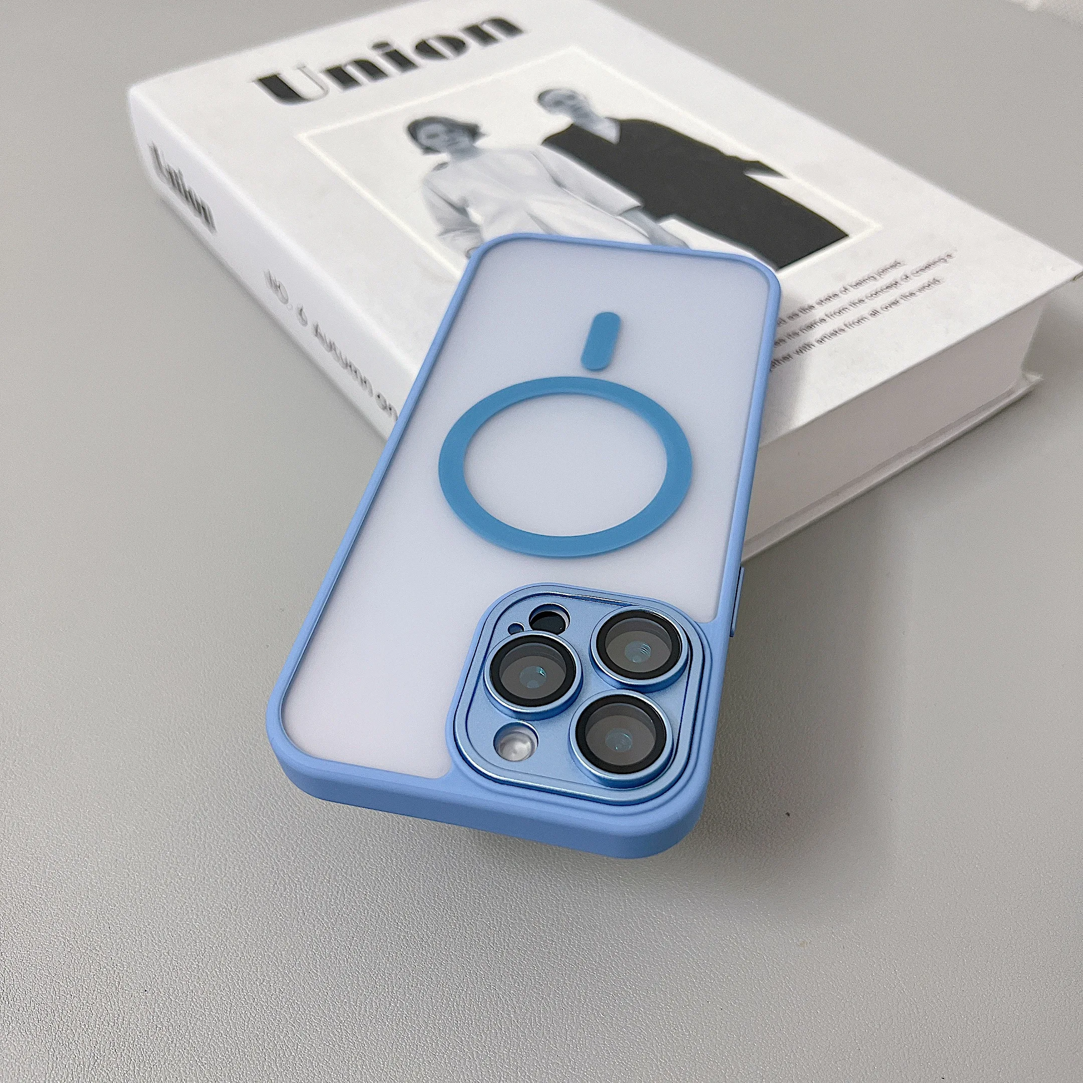 (iphone 13 Pro Max, Azul) Capa Protetora Translúcida E Resistente A Impactos Para Iphone, Compatível Com Carregamento Sem Fio Magsafe.