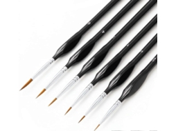 Conjunto De 6 Pincéis Miniatura De Detalhes Finos Para Artistas, Linhas Finas Para Aquarela, Acrílico E Pintura A Óleo Detalhada. Everley891