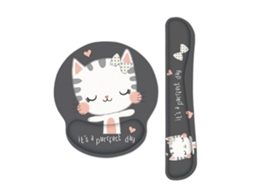 Lurelia Kit Tapete De Rato E Apoio De Pulso Design Gato Em Espuma Viscoelástica Para Teclado E Rato
