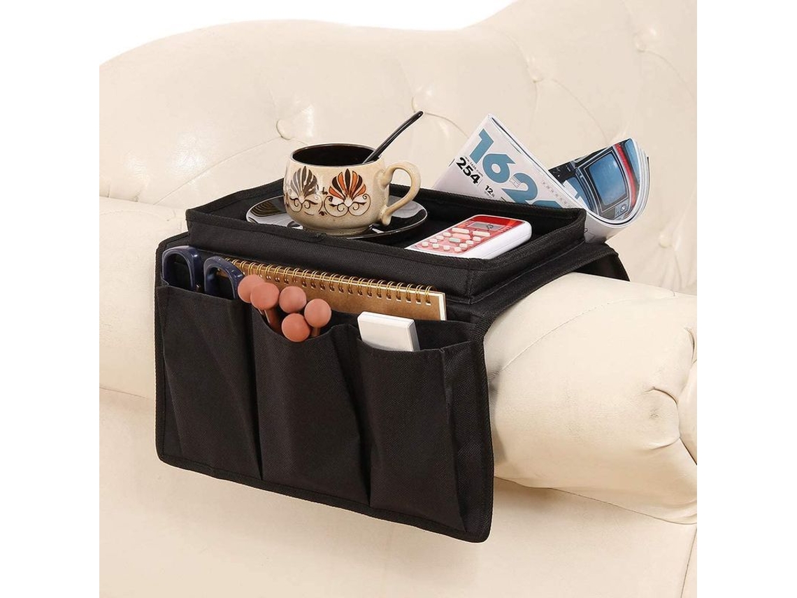 Bolsa Nova Line de armazenamento para braço de sofá, com apoio para copo e prato, organizador de móveis