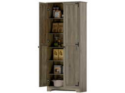 Despensa de Cozinha 2 Portas prateleiras ajustáveis marrom acinzentado 78x31,5x182 Cm | S/MARCA
