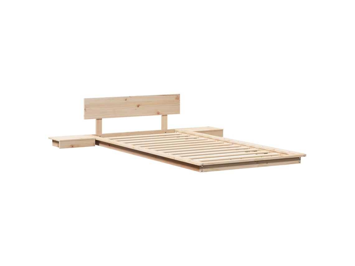 Conjunto 1 Estrutura Da Cama Vidaxl Castanho Madeira De Pinho Maciça (100 X 200 Cm)