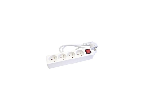 Filtro de linha Gefolec com 4 tomadas de 16 A e aterramento, interruptor liga/desliga iluminado, cabo branco de 1 m, compacto e robusto
