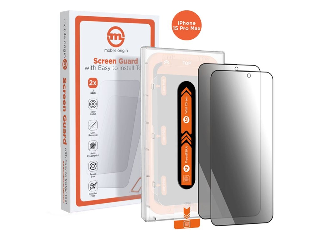 Película Protetora De Privacidade Mobile Origin Para Iphone 15 Pro Max Com Aplicador (2 Unidades)