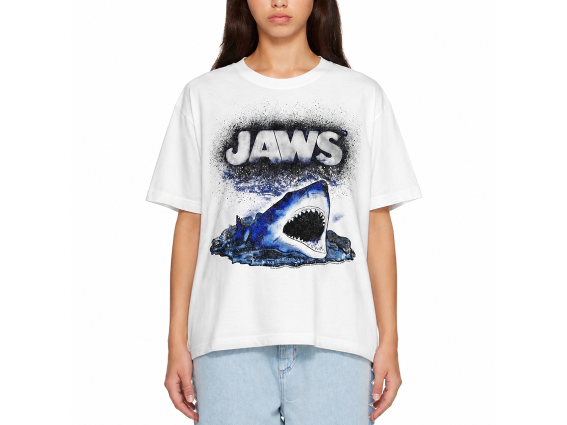 Rockinstone Jaws Movie Watch Out White Adult T-shirt Size:m