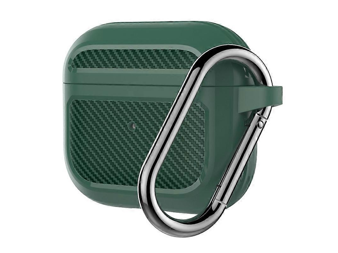 Capa Protetora De Fone De Ouvido De Fibra De Carbono Tpu Espessada À Prova De Choque Com Gancho Para Airpods 3green Ushion