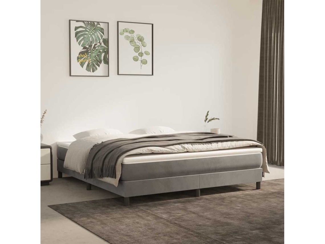 Vidaxl Colchão De Molas Ensacadas Firmeza Média 160x210x20 Cm Veludo Cinza-claro