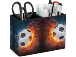 Porta-canetas Decktt em couro sintético com estampa de futebol, organizador de mesa, organizador de escritório