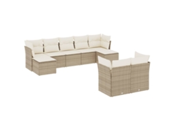 Maison Exclusive - 9 Pcs Conjunto De Sofás P/ Jardim Com Almofadões Vime Pe Bege