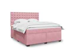 Vidaxl Cama Com Molas/colchão 180x200 Cm Veludo Rosa