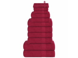 Vidaxl 12 Pcs Conjunto De Toalhas Frogn 360 G/m² Bordô