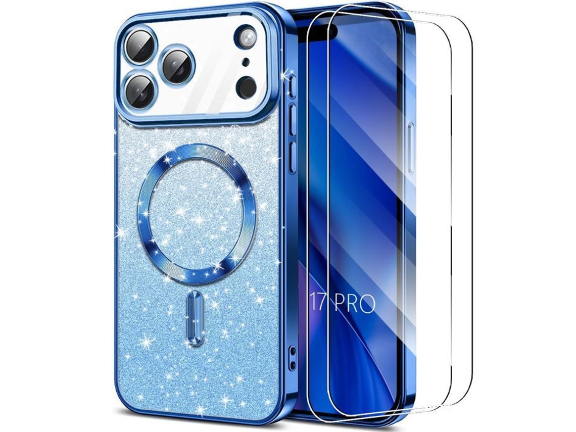 Capa Protetora - Booling - Para Iphone 17 Pro - Com Anel Magnético - Azul - 2 Películas De Vidro Temperado