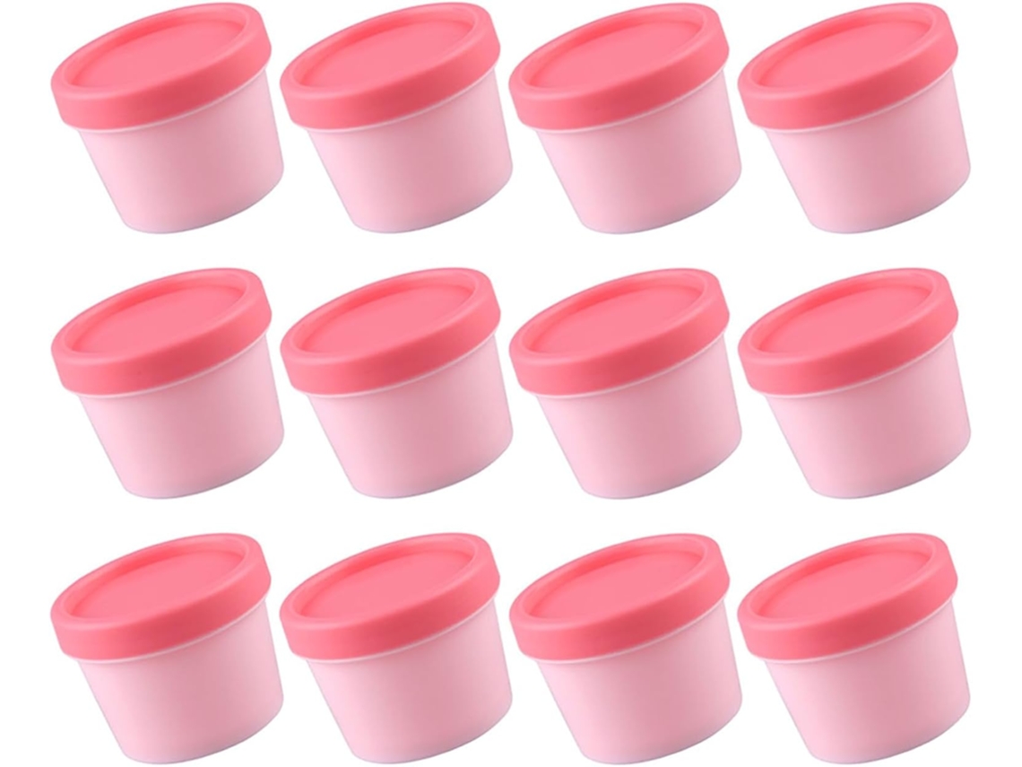 Ciieeo Com 12 Potes De Plástico Rosa Recarregáveis De 100g Para Creme Facial Com Tampas À Prova De Vazamentos.