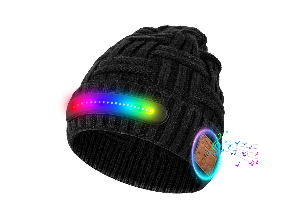 Gorro Bluetooth Chrui Com Luz, Gorro De Tricô Led Recarregável Via Usb (luzes Coloridas)