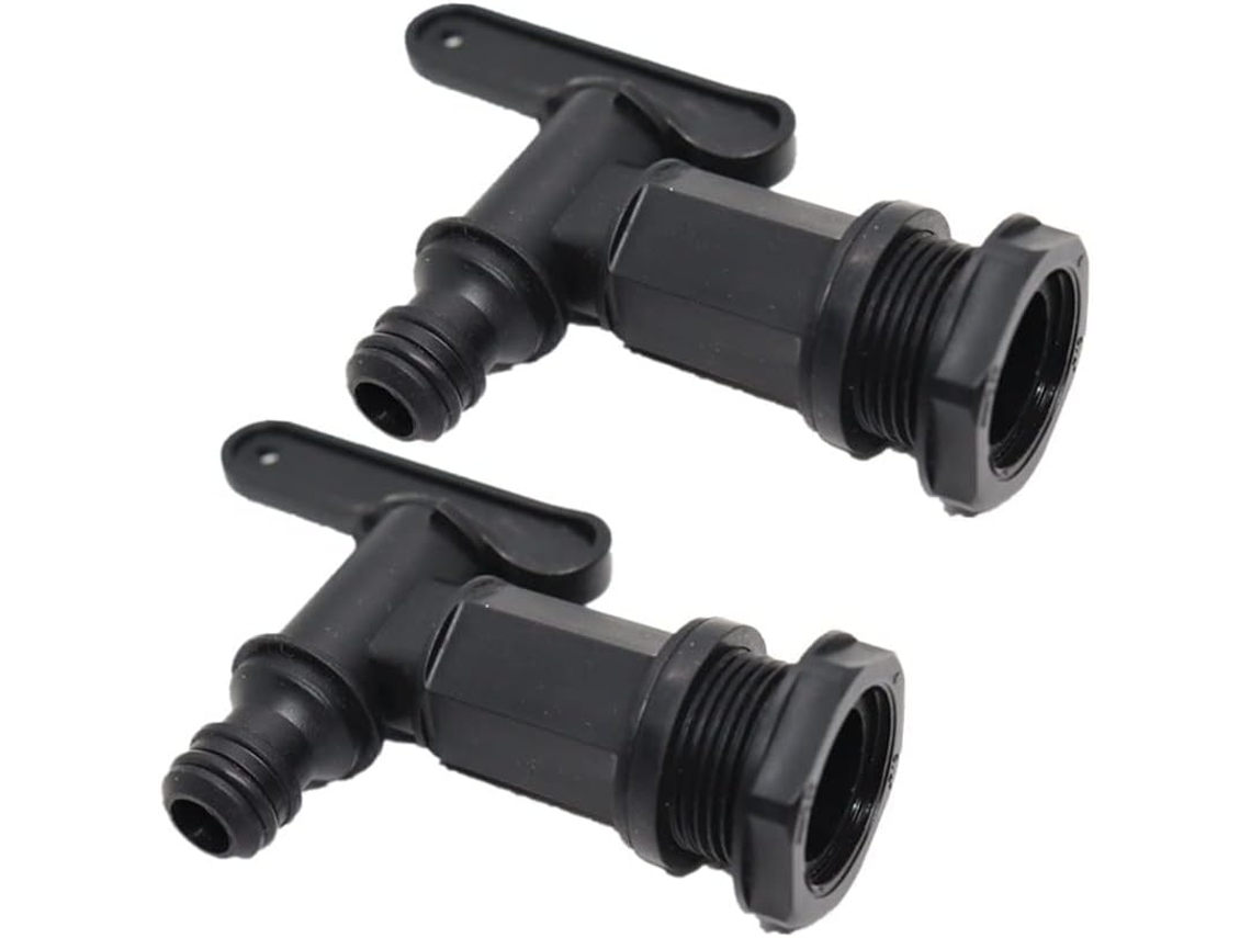 Conjunto De 2 Torneiras Plástico Preto Com Rosca 3/4" Para