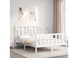 Cama De Casal | Camas Para Quarto | Cama Sem Colchão 140x190 Cm Madeira De Pinho Maciça Branco